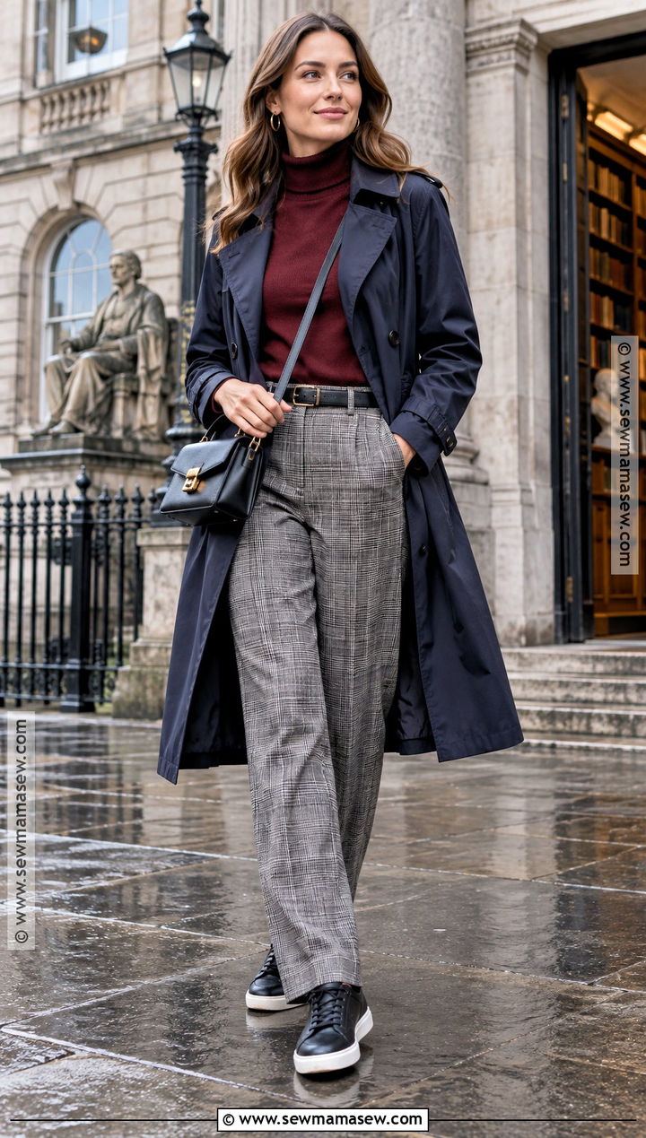Ireland September Turtleneck And Plaid Pants Outfit - 20 outfits for ireland in september