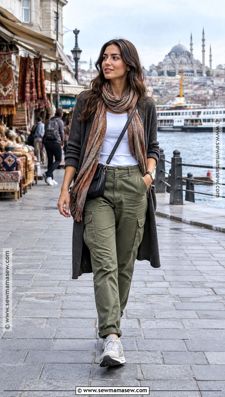 Istanbul Fall Long Cardigan And Cargo Pants Outfit - 15 istanbul fall outfit ideas