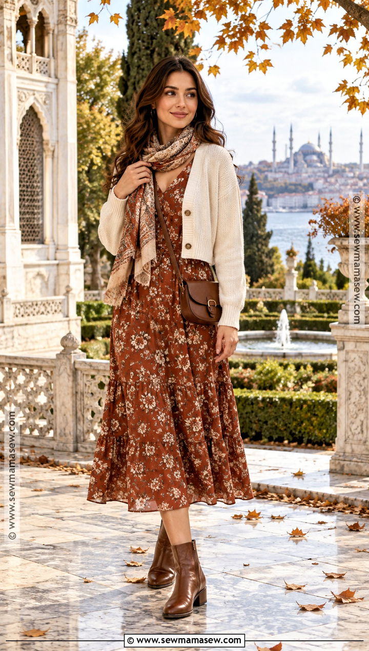 Istanbul Midi Dress and Cardigan Outfit - 15 istanbul outfit ideas fall