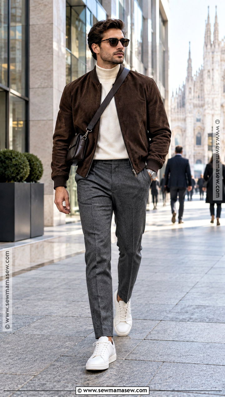 Italian Fall Bomber Jacket and Tailored Pants Outfit - 15 italian men fall fashion ideas