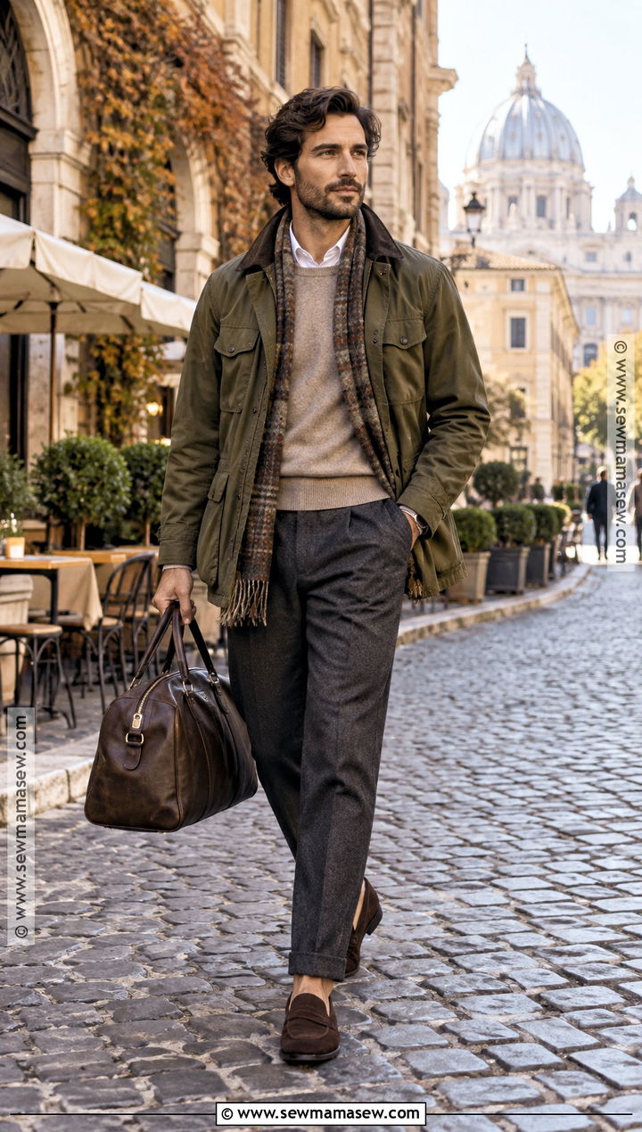 Italian Fall Field Jacket and Wool Trousers Outfit - 15 italian men fall fashion ideas