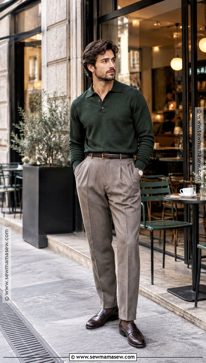 Italian Fall Knit Polo And Pleated Trousers Outfit - 15 mens fashion italy fall ideas