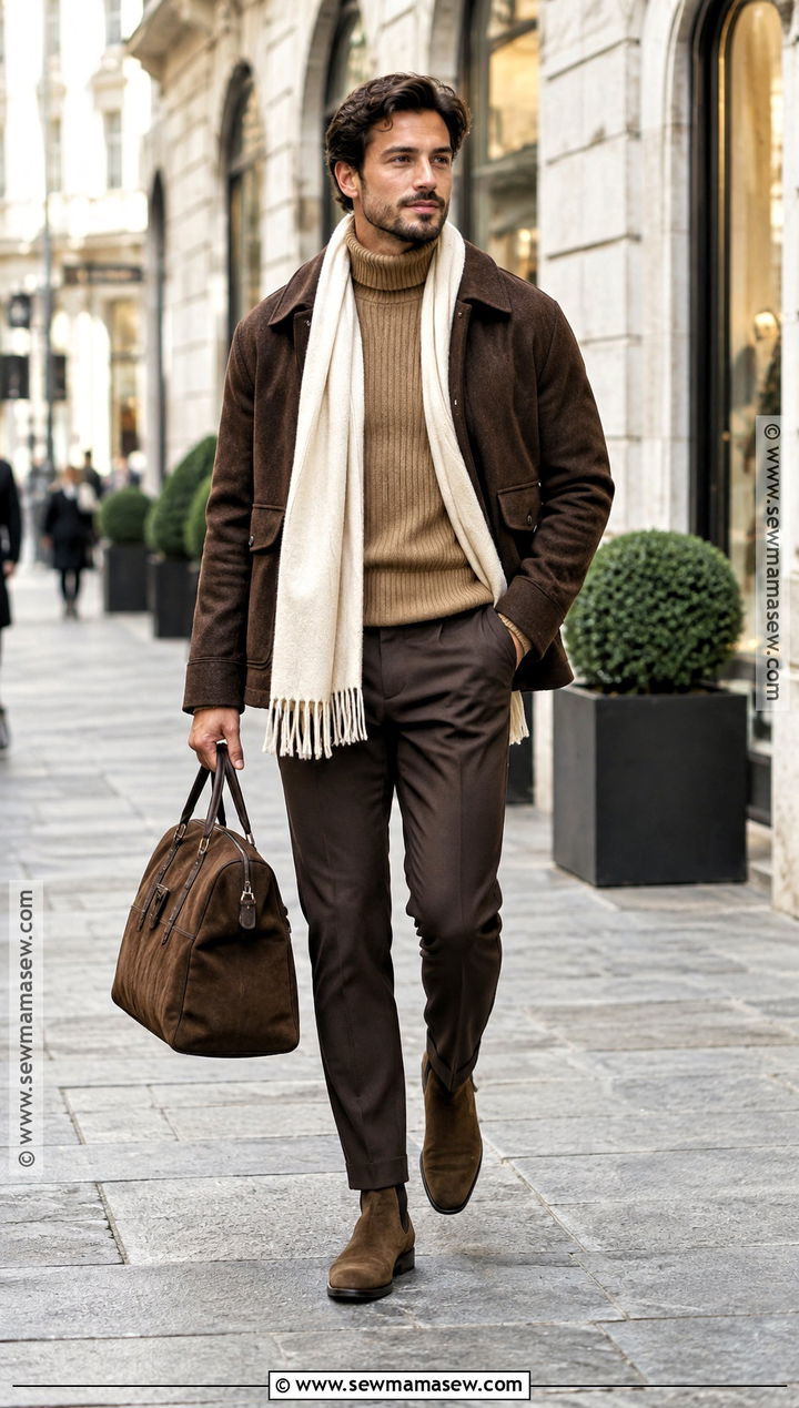 Italian Fall Monochrome Brown Outfit - 15 mens fashion italy fall ideas