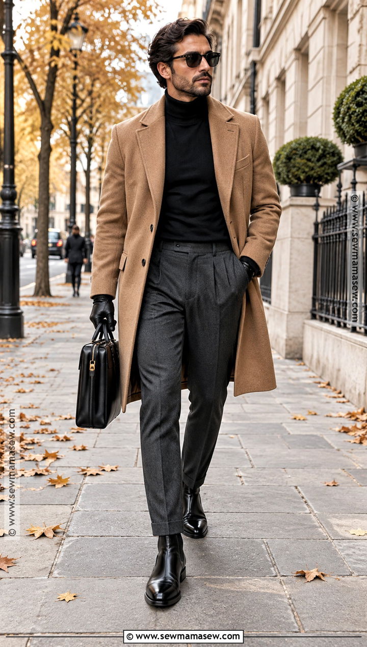 Italian Fall Overcoat and Turtleneck Outfit - 15 italian men fall fashion ideas