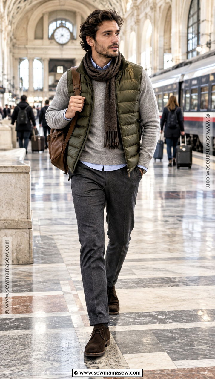 Italian Fall Puffer Vest And Tailored Pants Outfit - 15 mens fashion italy fall ideas