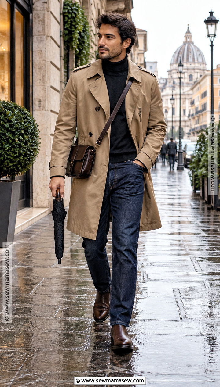 Italian Fall Trench Coat And Dark Denim Outfit - 15 mens fashion italy fall ideas