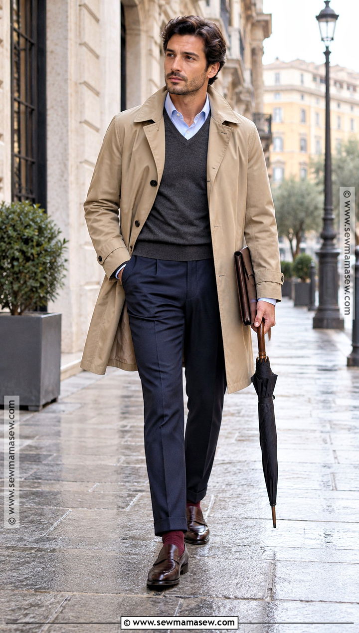Italian Fall Trench Coat and Loafers Outfit - 15 italian men fall fashion ideas