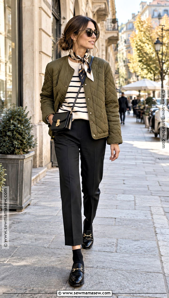 Italian Quilted Jacket Outfit With Loafers - 20 Fall Italian Outfits