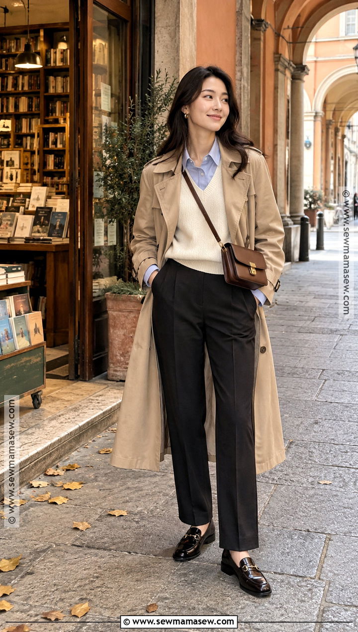 Italy Autumn Button Down Shirt and Sweater Vest Outfit - 20 autumn italy outfit ideas