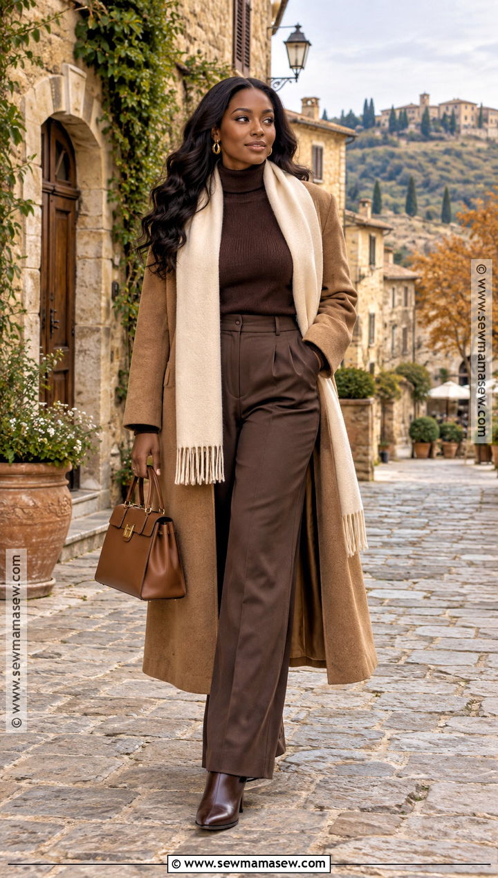 Italy Autumn Monochrome Brown Outfit - 20 autumn italy outfit ideas