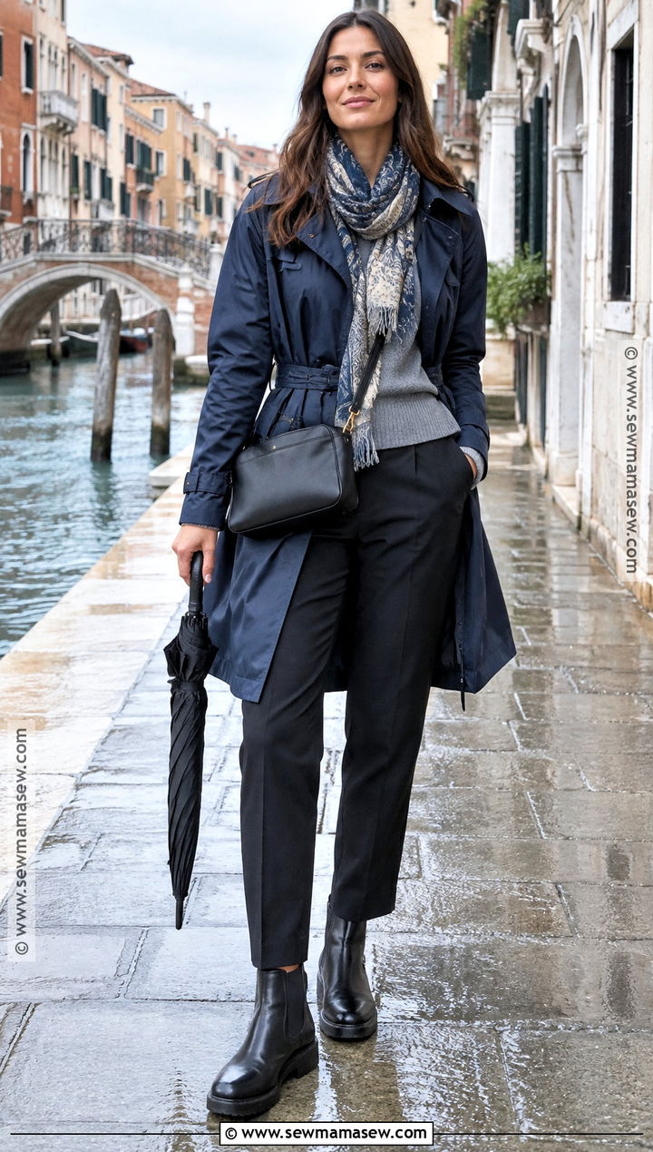 Italy Autumn Raincoat and Tailored Pants Outfit - 20 autumn italy outfit ideas