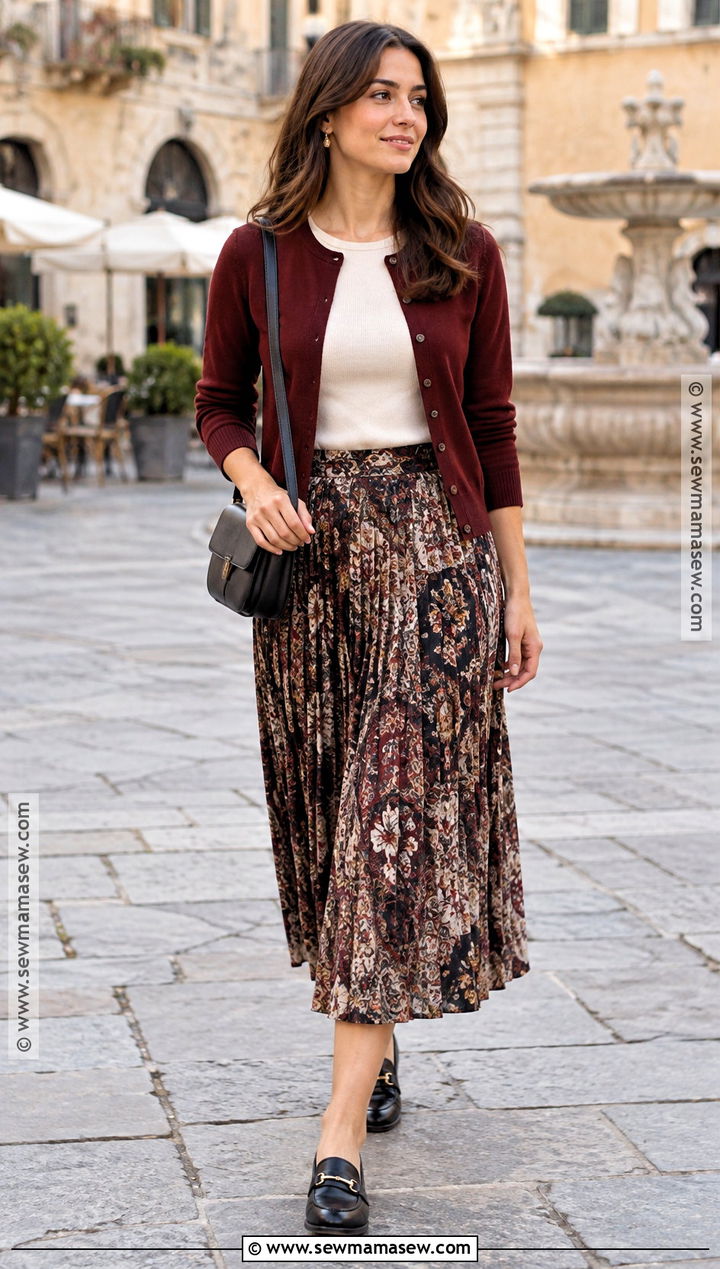 Italy Fall Cardigan And Midi Skirt Outfit - 25 fall italy outfits