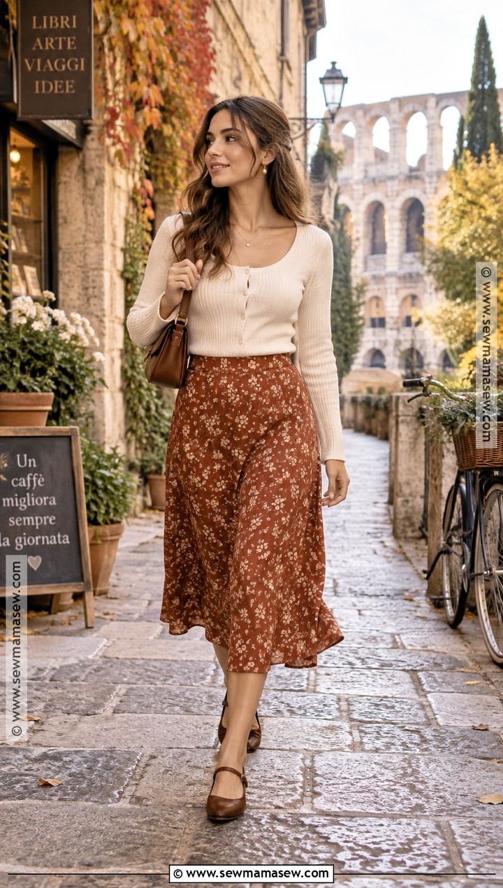 Italy Fall Cardigan And Midi Skirt Outfit - 25 italy outfits fall