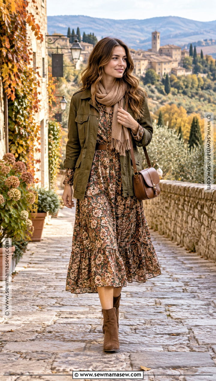 Italy Fall Field Jacket And Midi Dress Outfit - 25 italy outfits fall
