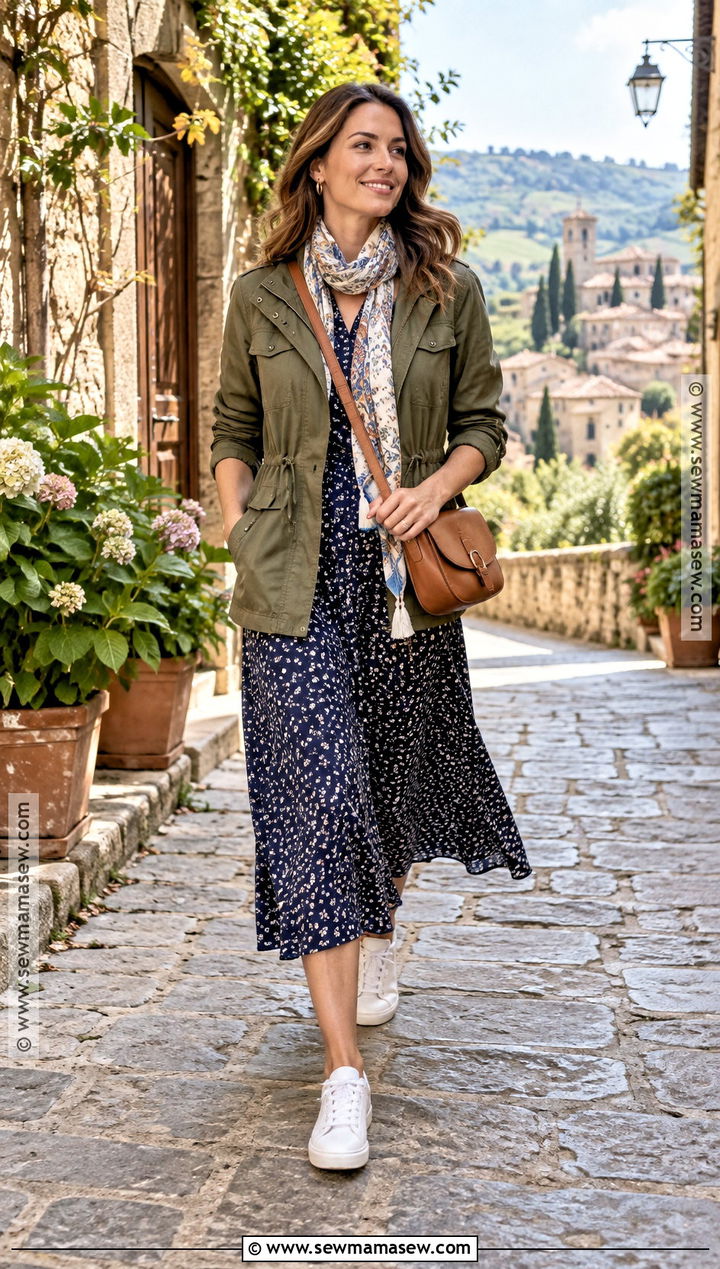 Italy Fall Utility Jacket And Midi Dress Outfit - 25 fall italy outfits