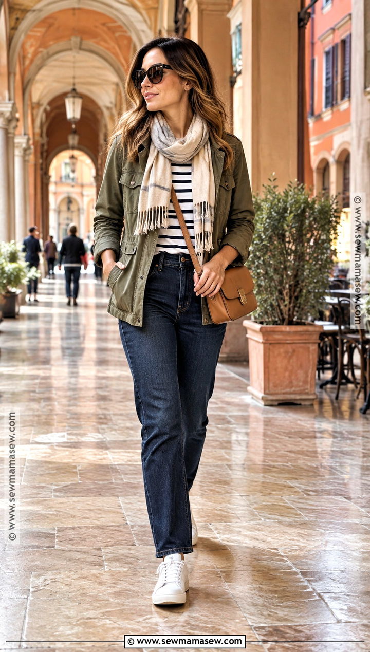 Italy Fall Utility Jacket and Straight Jeans Outfit - 20 fall italy travel outfits