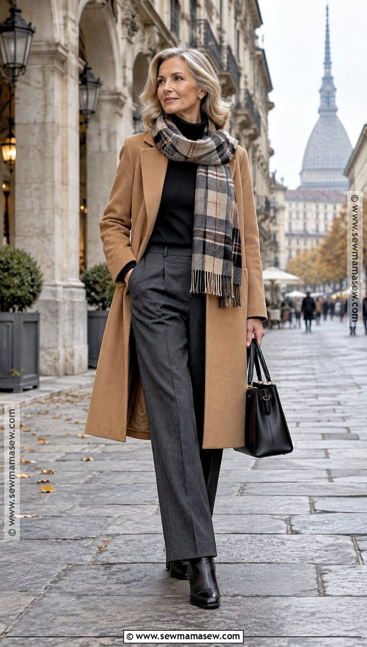 Italy Fall Wool Coat and Tailored Pants Outfit - 20 fall italy travel outfits