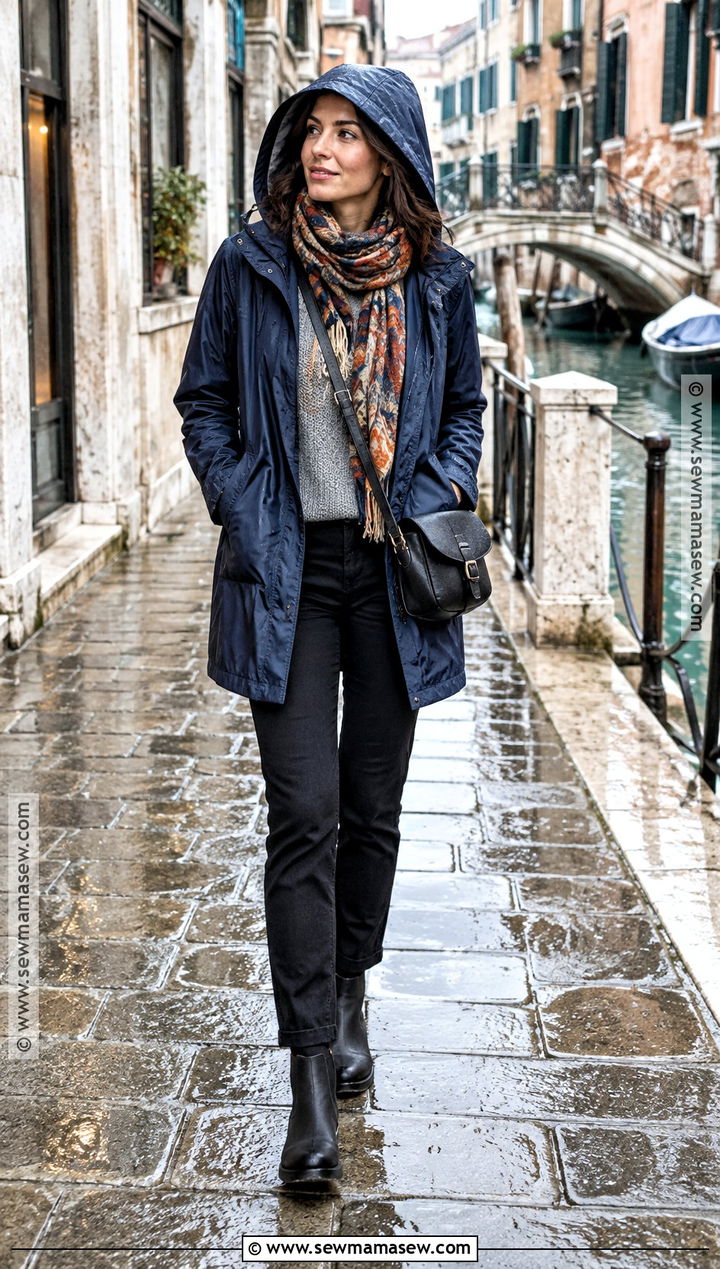 Italy November Raincoat And Black Pants Outfit - 20 Italy In November Outfits