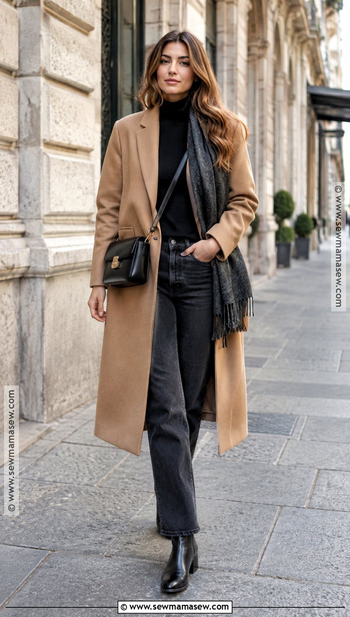 Italy November Wool Coat And Jeans Outfit - 15 outfit ideas for italy in november
