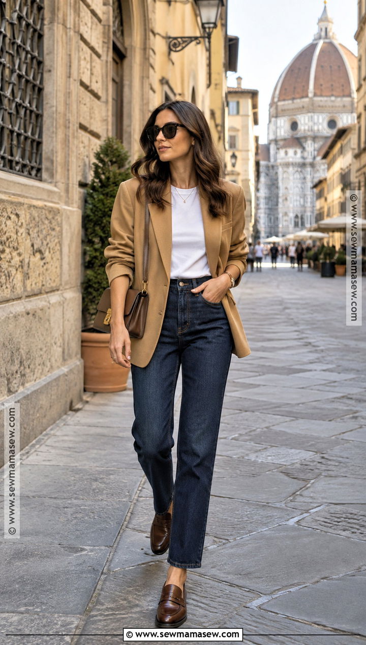 Italy October Blazer And Jeans Outfit - 15 Clothes For Italy In October