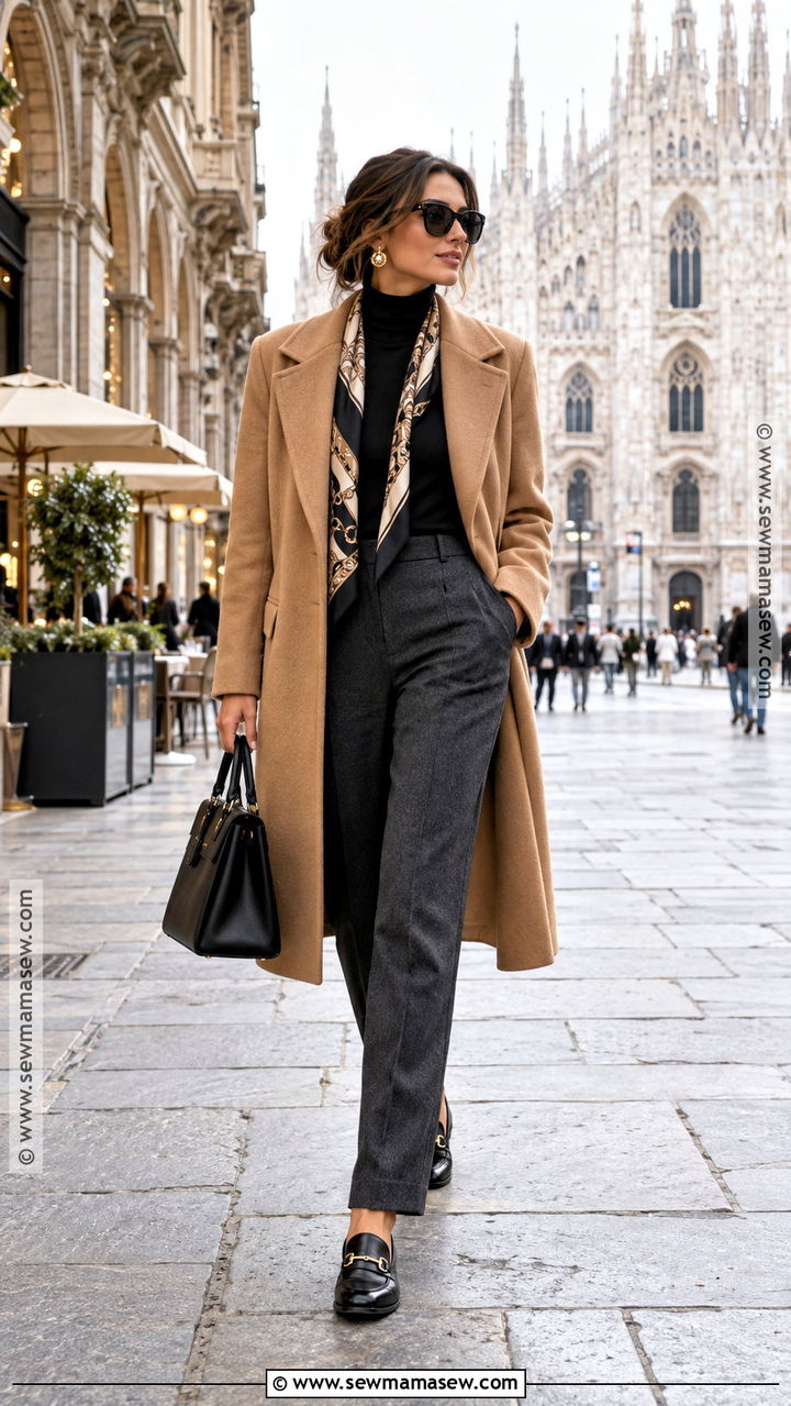 Italy October Camel Coat And Trousers Outfit - 20 Italy In October Outfits for Women
