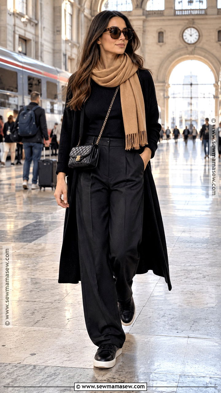 Italy October Monochrome Black Travel Outfit - 20 Italy October Outfit Ideas for Women