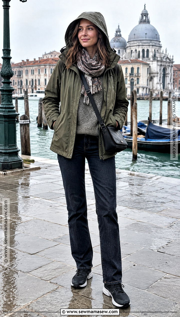 Italy October Rain Jacket And Jeans Outfit - 15 Clothes For Italy In October