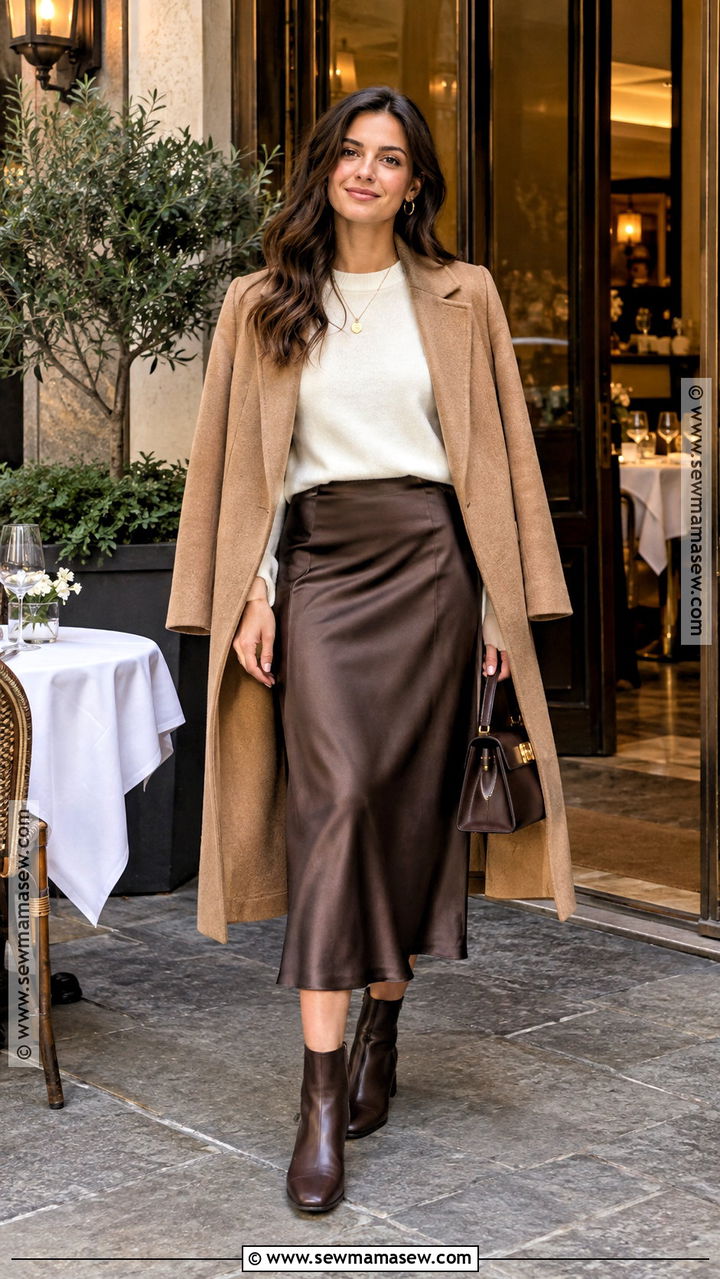 Italy October Satin Midi Skirt Outfit - 20 Italy In October Outfits for Women