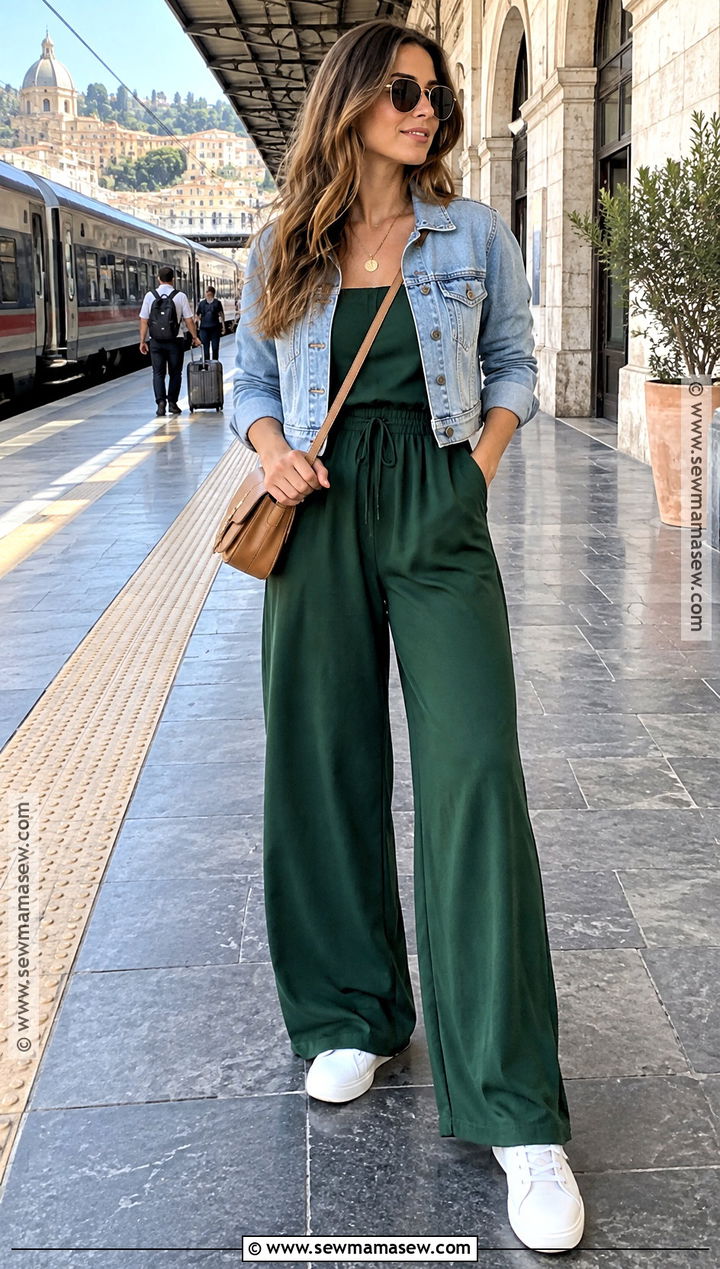 Italy September Jumpsuit And Cropped Jacket Outfit - 15 Italy Travel Outfit September Ideas