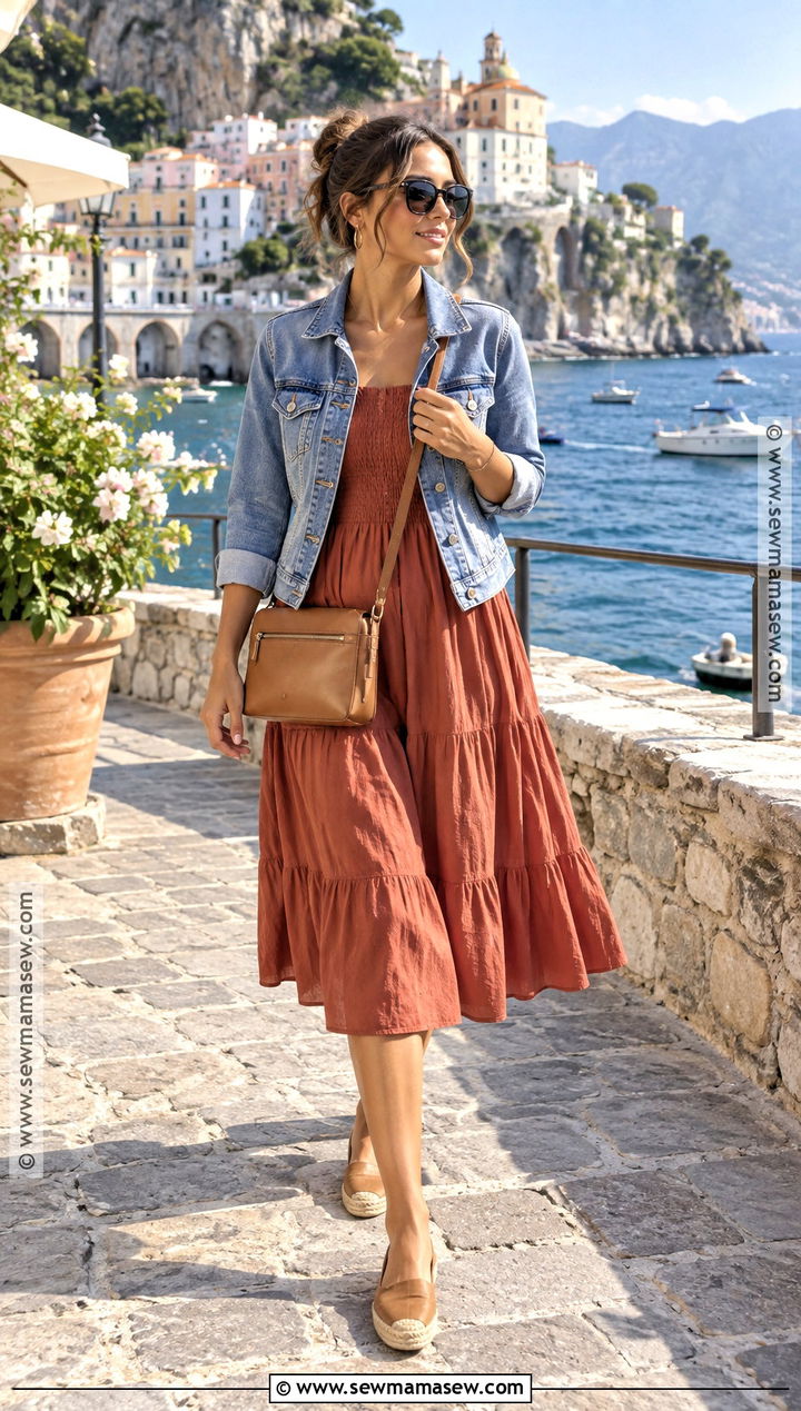Italy September Sundress And Denim Jacket Outfit - 20 Italy September Outfit Ideas