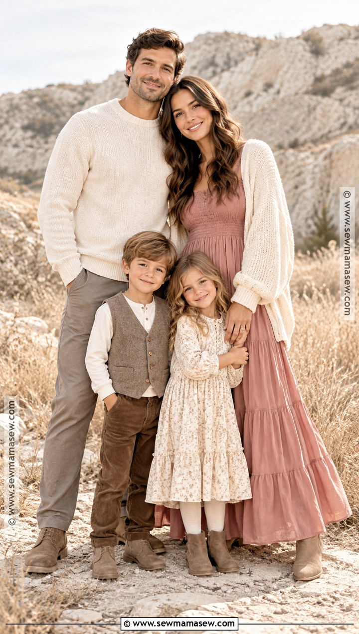 Ivory And Dusty Rose Family Photoshoot Outfit - 25 Fall Photoshoot Outfits for Family