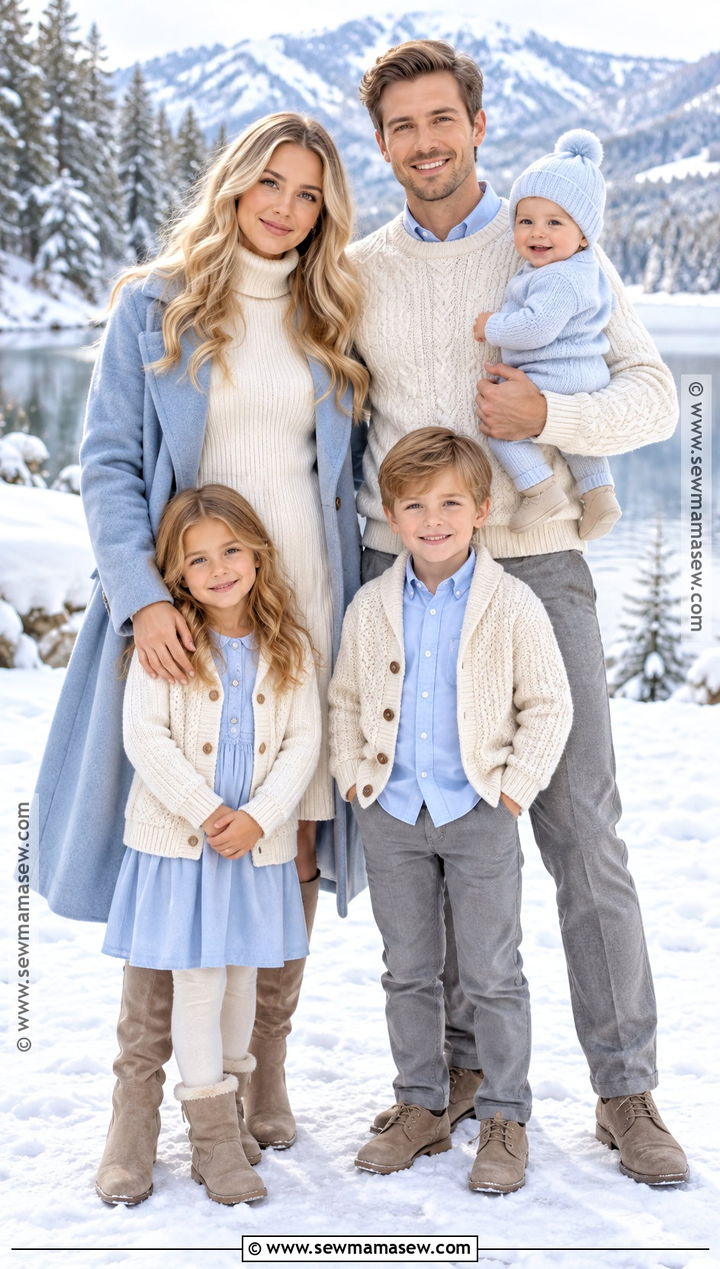 Ivory And Light Blue Family Photo Outfits - 20 Family Photo Outfits Fall Color Schemes Picture Ideas Winter