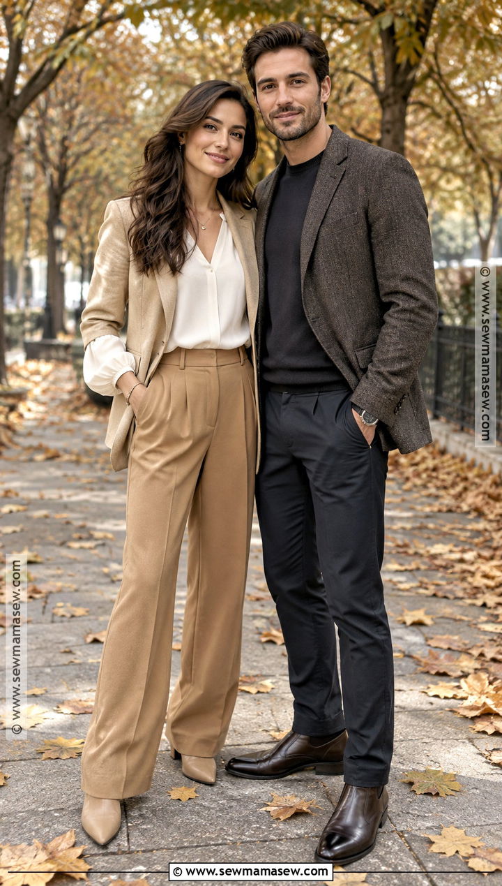 Ivory Blouse With Wide Leg Trousers - 15 engagement photos outfits autumn