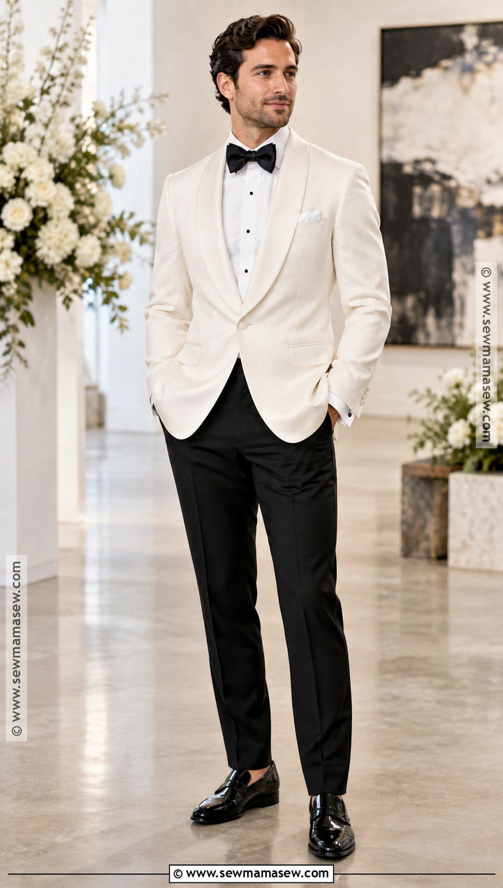 Ivory Dinner Jacket Fall Wedding Tuxedo - 20 fall wedding tux groom attire ideas