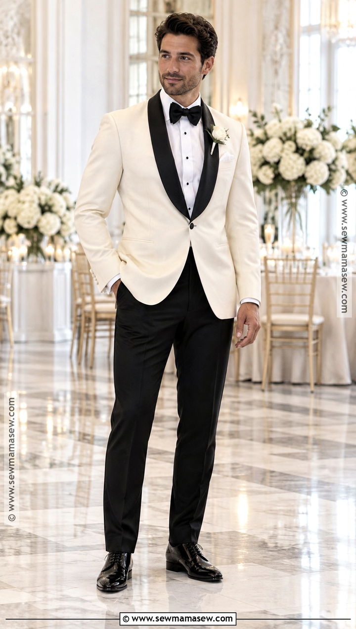 Ivory Groom Jacket With Black Trousers - 20 fall groom attire ideas