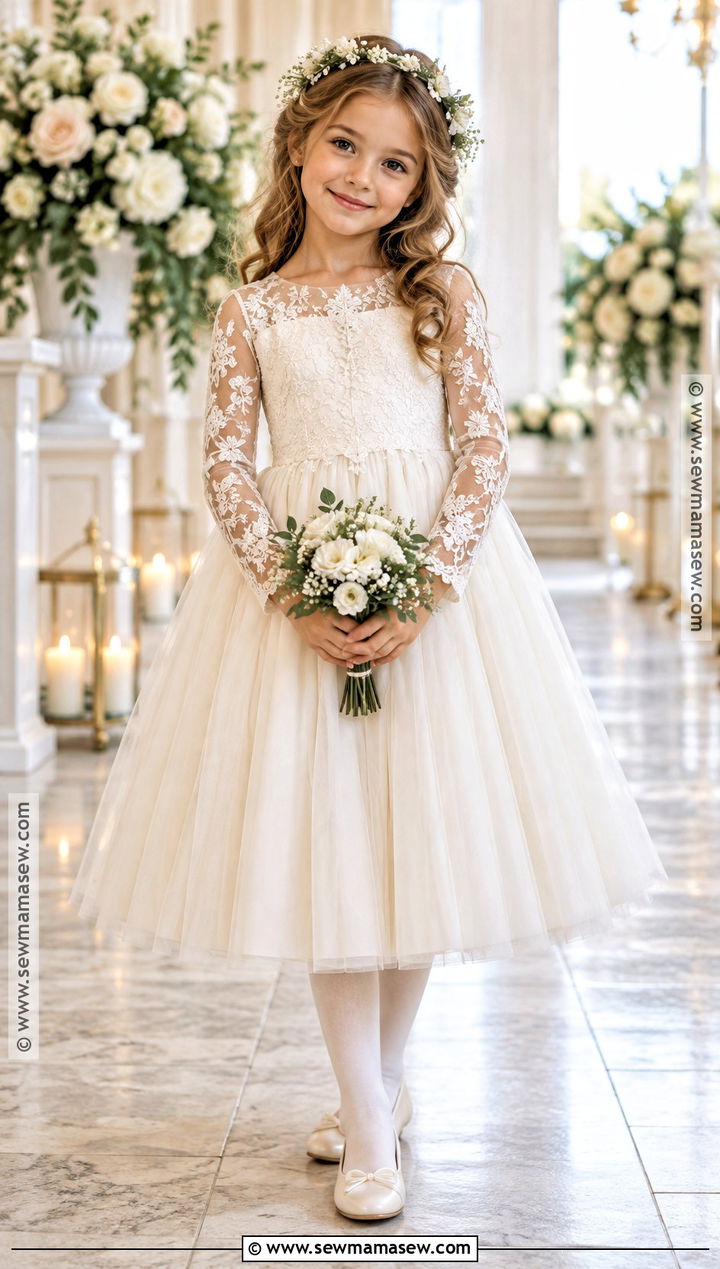 Ivory Long Sleeve Flower Girl Dress - 15 November Flower Girl Dresses