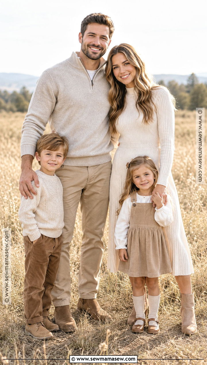 Ivory Oatmeal and Warm Beige Fall Family Photo Outfits - 20 Fall Family Photo Outfits Color Combos