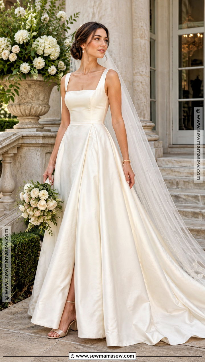 Ivory Satin Soft Autumn Wedding Dress - 20 Soft Autumn Wedding Dress Ideas