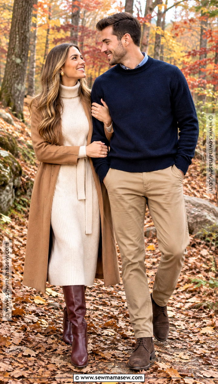 Ivory Sweater Dress Autumn Engagement Photo Outfit - 20 autumn engagement photos outfits