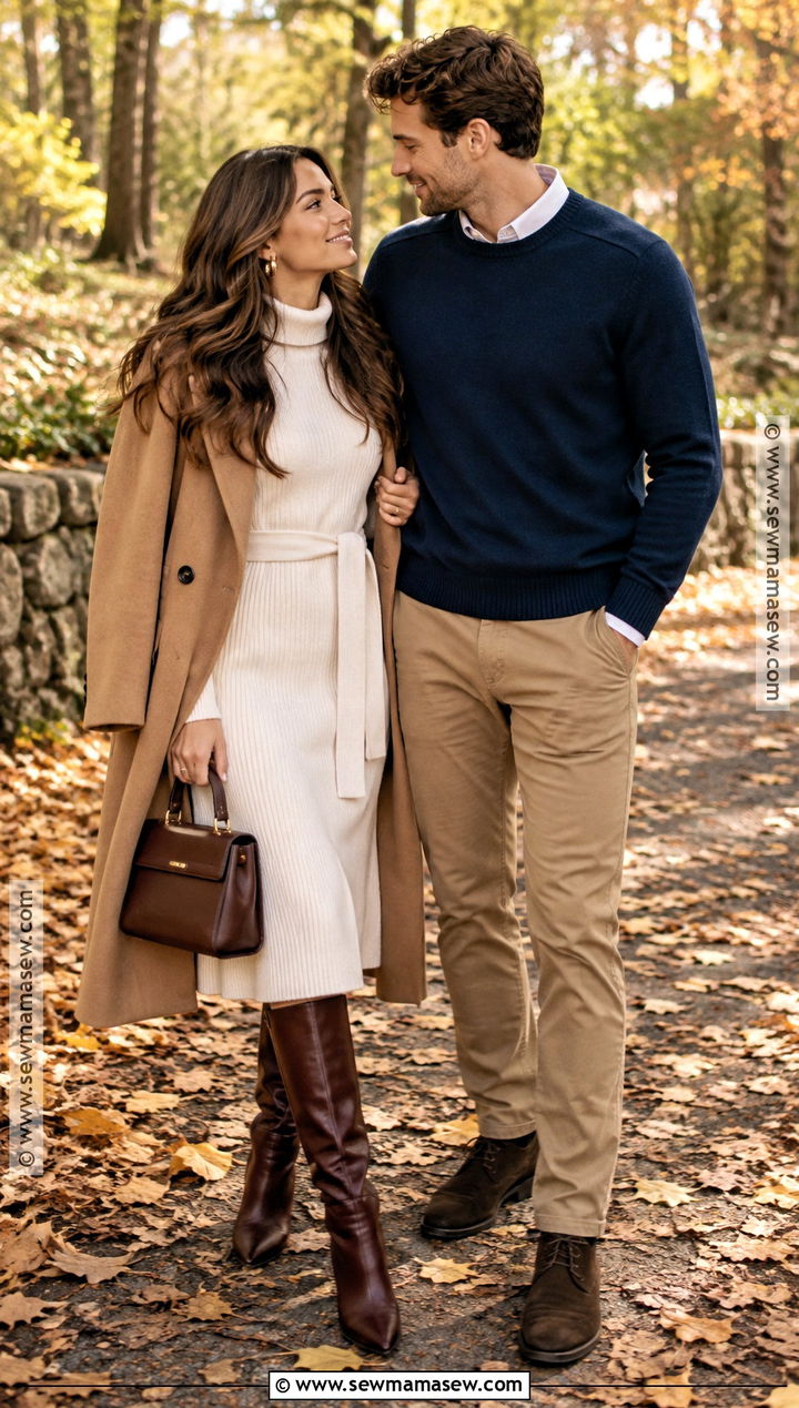Ivory Sweater Dress Engagement Photo Outfit - 15 engagement photo shoot outfits fall