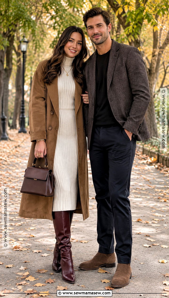Ivory Sweater Dress Fall Engagement Outfit - 15 cute fall engagement outfits