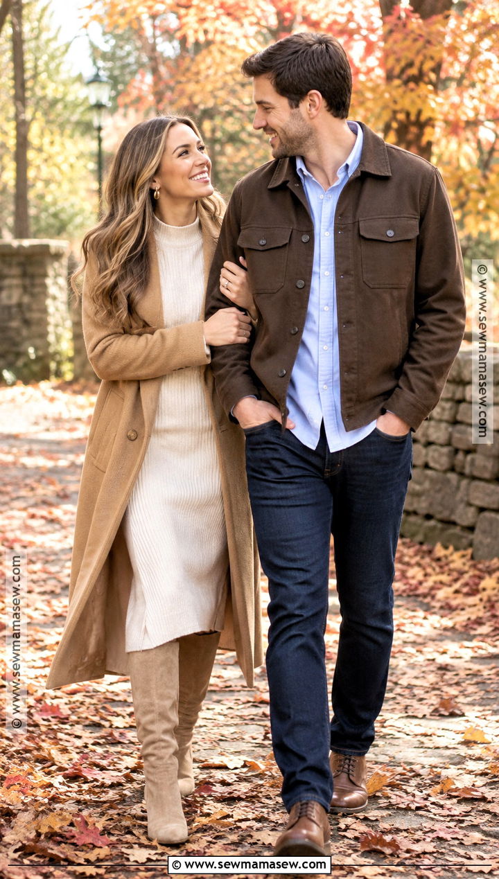 Ivory Sweater Dress Fall Engagement Photo Outfit - 25 fall engagement photo outfit ideas