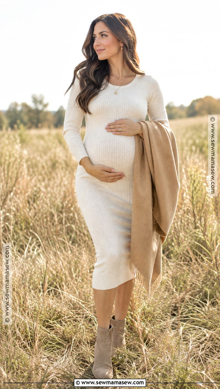 Ivory Sweater Dress for September Maternity Pictures - 15 september maternity pictures outfits