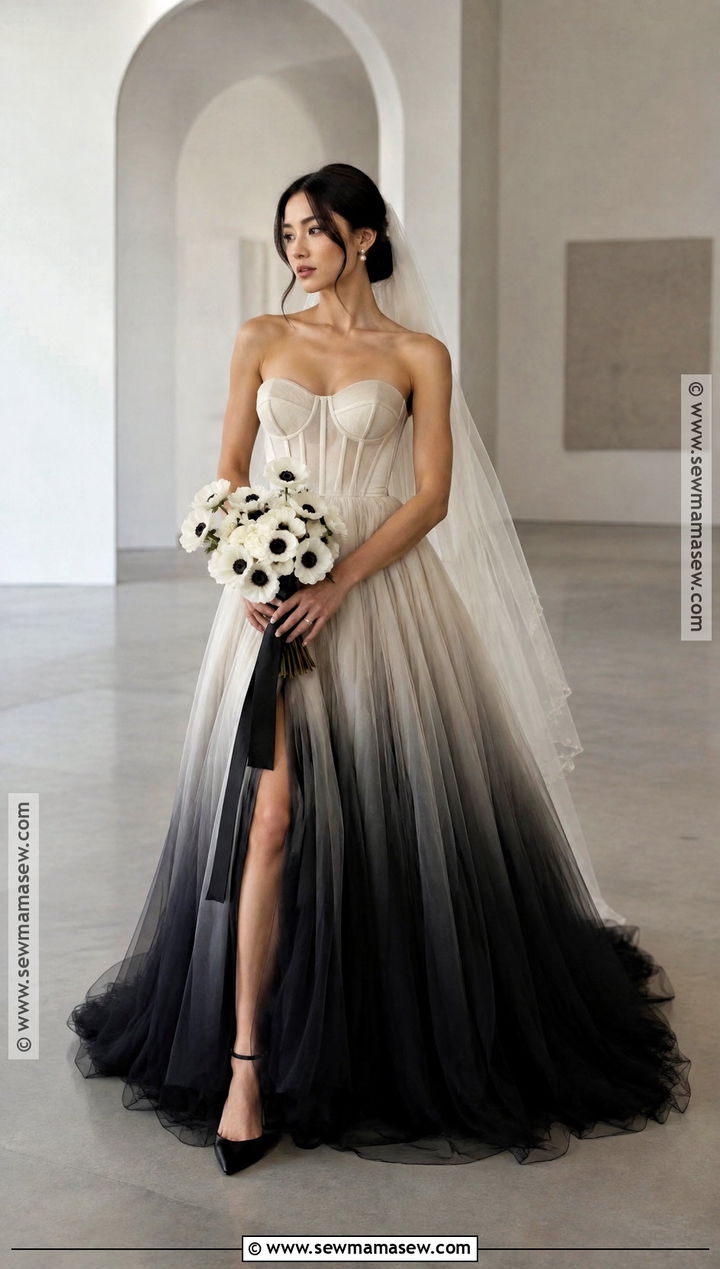 Ivory To Black Ombre Wedding Dress - 15 fall ombre wedding dress ideas