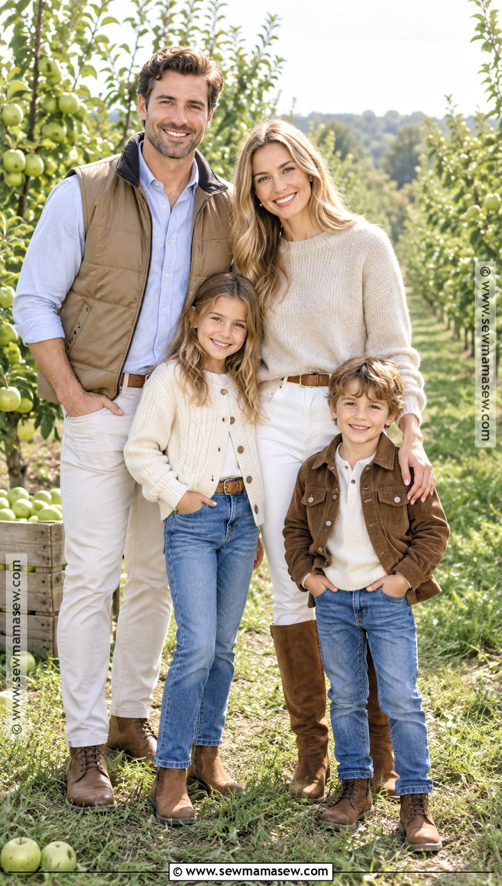 Ivory Tops And White Jeans Family Outfit - 15 fall family photo outfits outdoor jeans