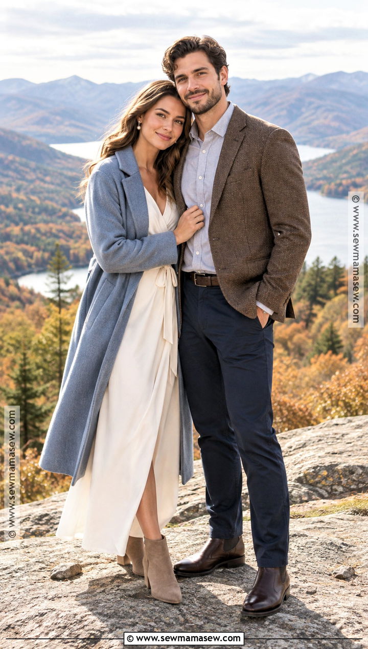 Ivory Wrap Dress Fall Mountain Engagement Outfit - 15 engagement photos outfits fall mountains