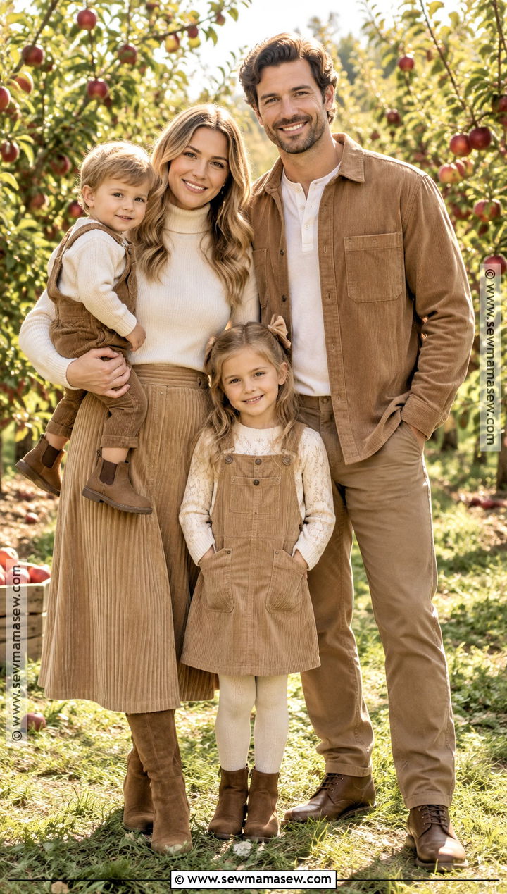 Ivory and Tan Corduroy Fall Family Picture Outfit - 15 fall family pictures neutral outfits