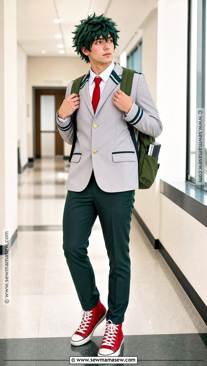 Izuku Midoriya Cosplay With School Uniform - 30 Easy Anime Cosplay Ideas for Men