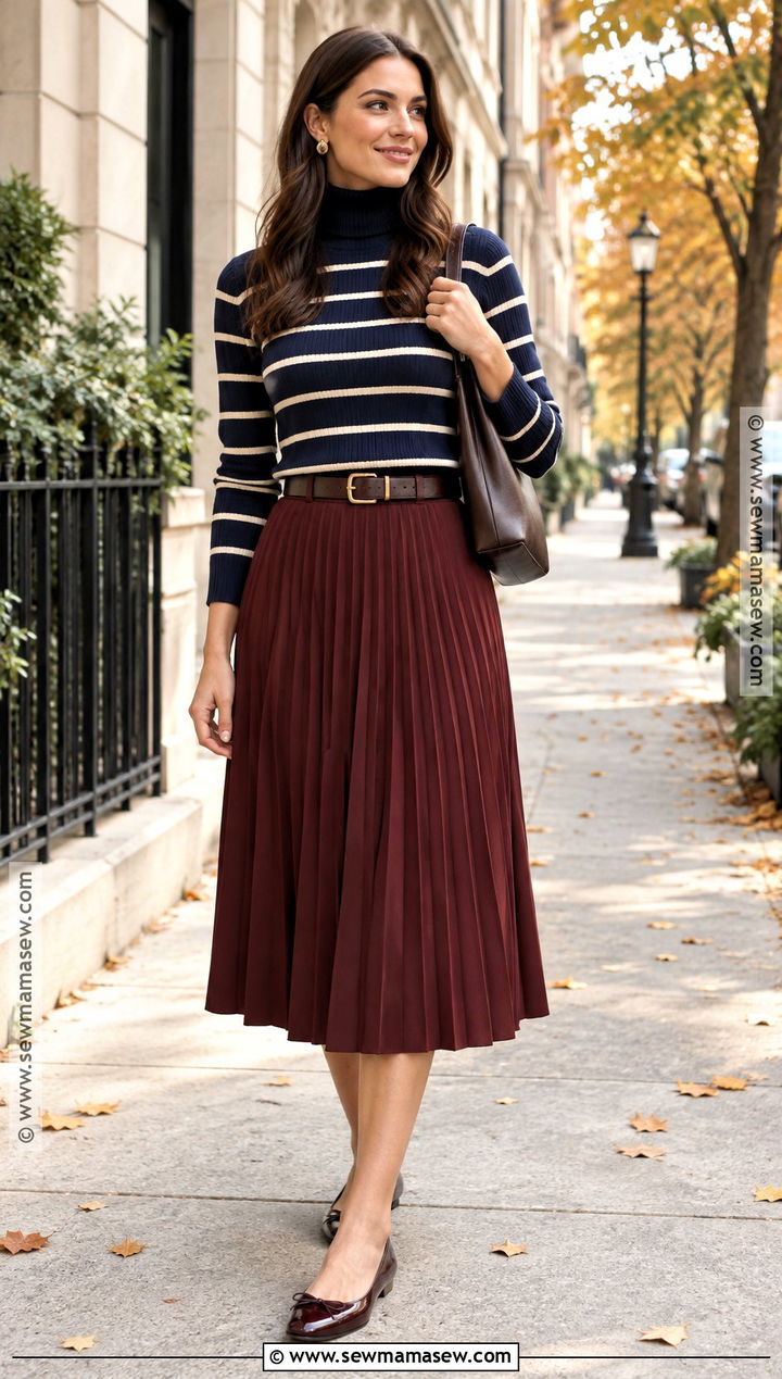 J Crew Striped Rollneck With Pleated Midi Skirt - 15 j crew fall lookbook ideas