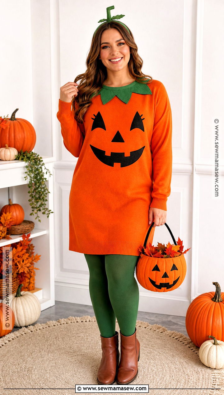 Jack O Lantern Costume With Orange Dress - 35 halloween costumes one person